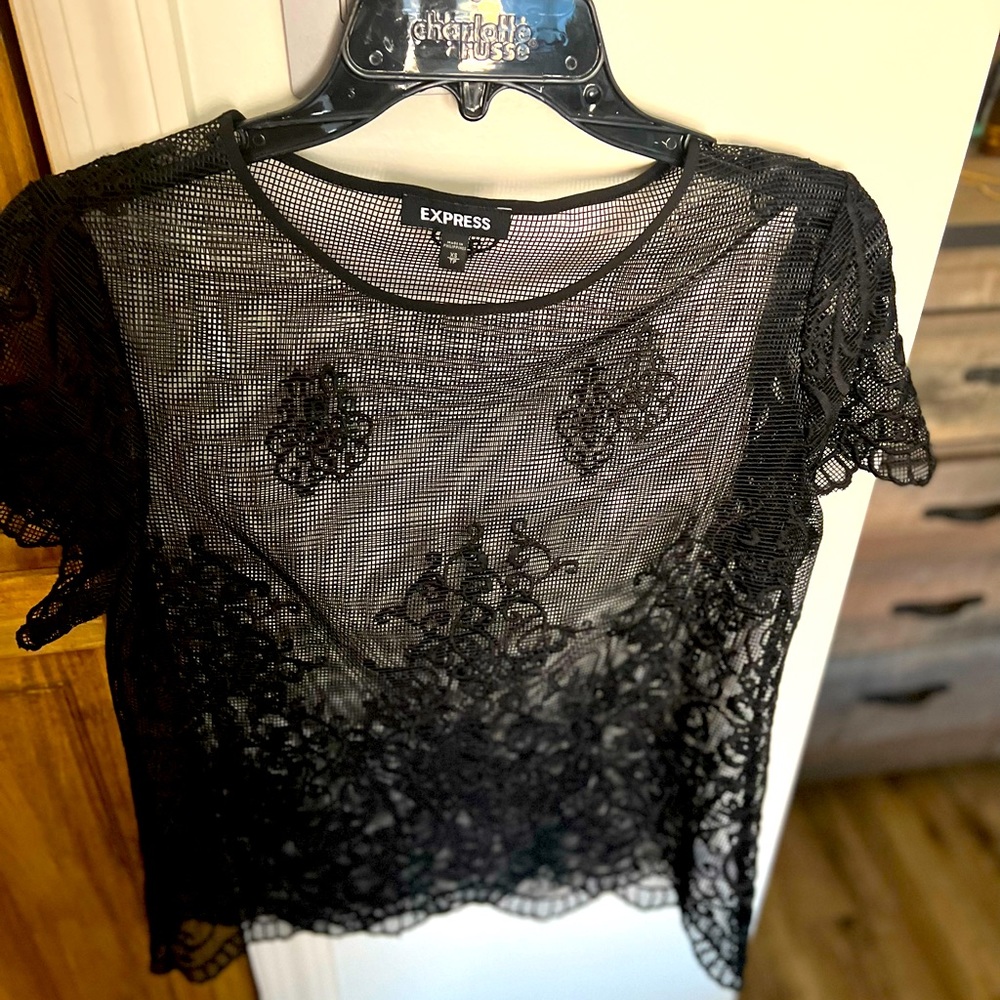 Black top, transparent size xs, never worn, no tags from express - Picture 1 of 1